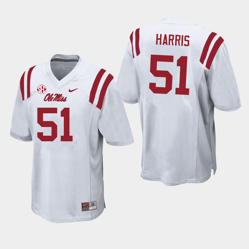 Ole Miss Rebels #51 Zxavian Harris College Football Jerseys Sale-White